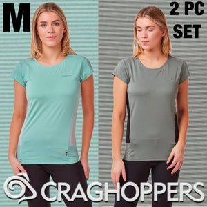 NWOT 2 PC SET Craghoppers Atmos Short Sleeved T-Shirts Green Grey Medium / 6